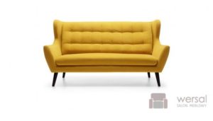 Żółta sofa HENRY 3 z pikowaniami. 